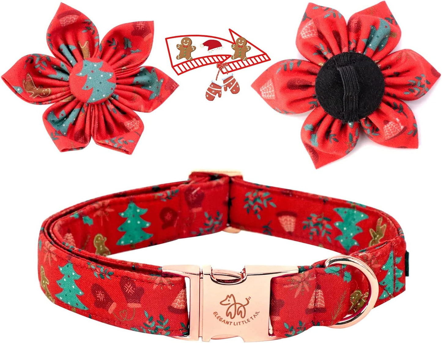 Flower pet collar, adjustable, small, Color: Christmas Hat