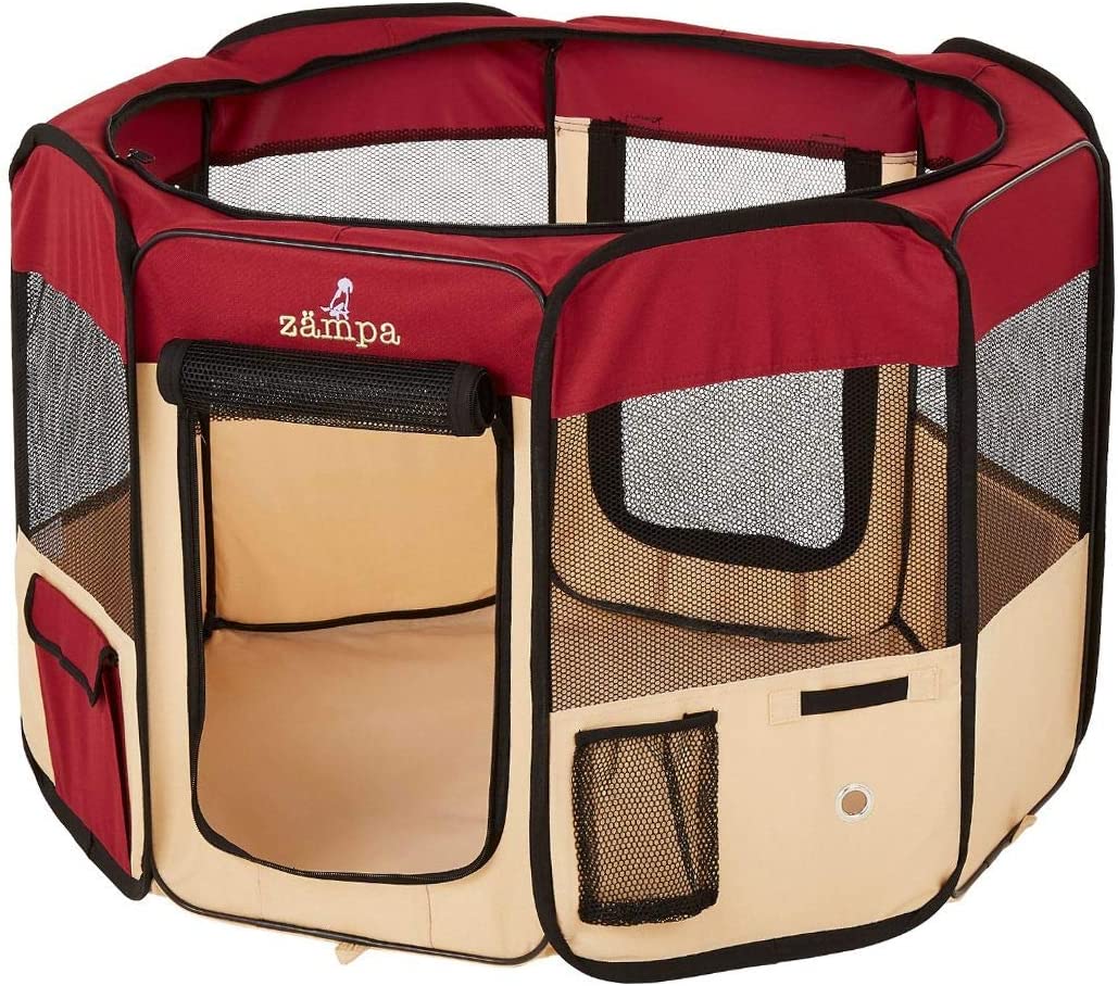 Collapsible Pet Playpen, Waterproof, Red, 36" x 36" x 24"