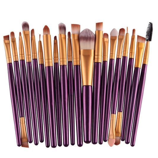 20 Pack Powder Makeup Brushes with Sponge, (Golden-Purple)