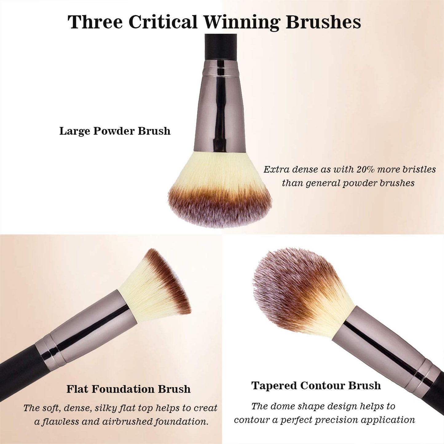 10 Cruelty Free Makeup Brushes Set, Black