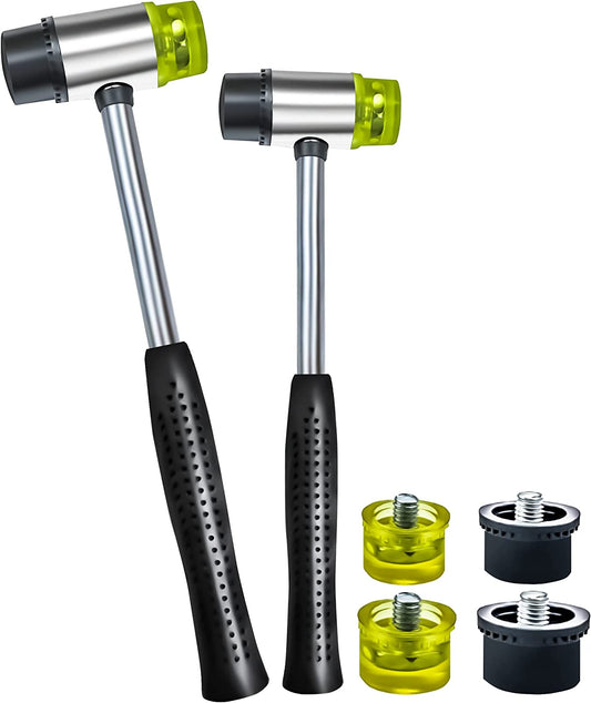 Set of 2 double-headed rubber hammers (25 mm and 35 mm)