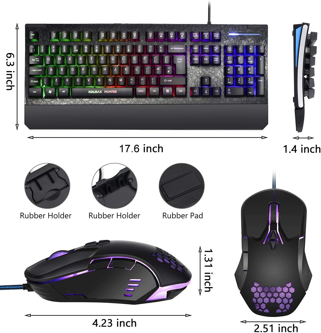 Gaming Keyboard and Mouse Combo Colorful Lights Rainbow