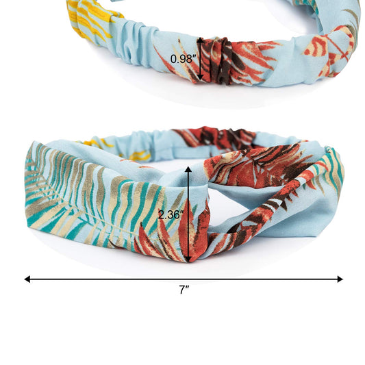 16 headbands with floral print, elastic for hair,