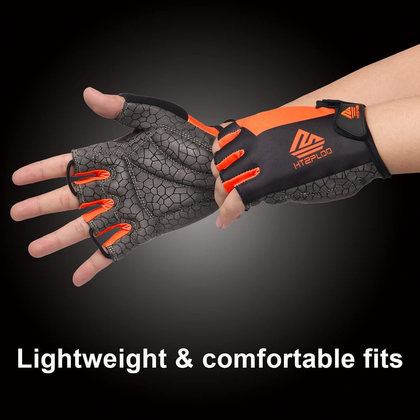 Lightweight non-slip bicycle gloves (Orange and black color)