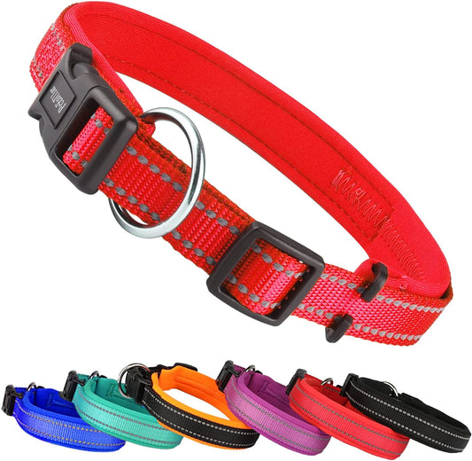 Padded collar for Pets with tag, Red, Size L