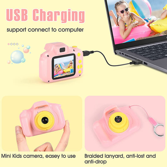 1080P Kids Toy Camera, 32GB SD Card (Pink)