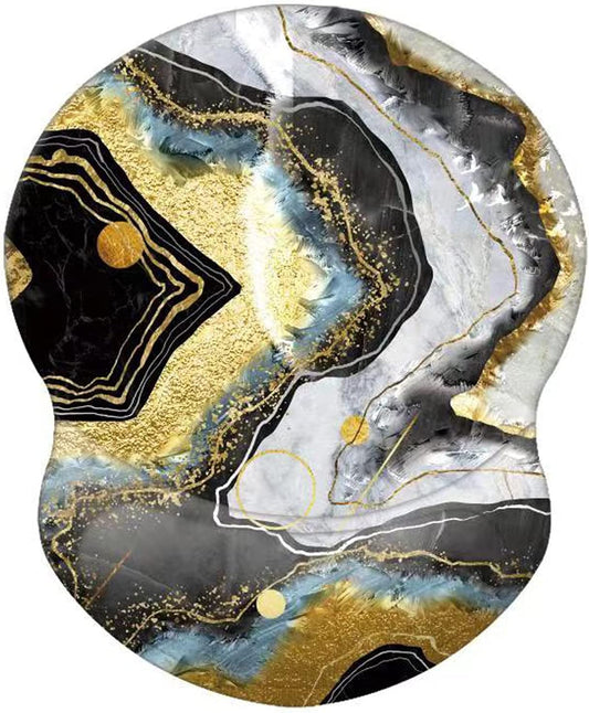 Wrist Mouse Pad (Marble Gold Black Gray D)