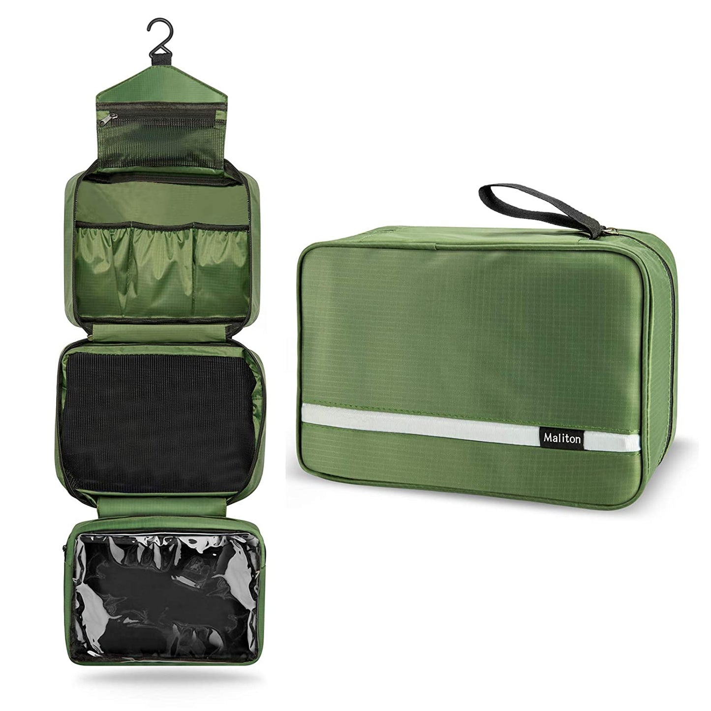 Travel bag with 4 compartments, color: olive green