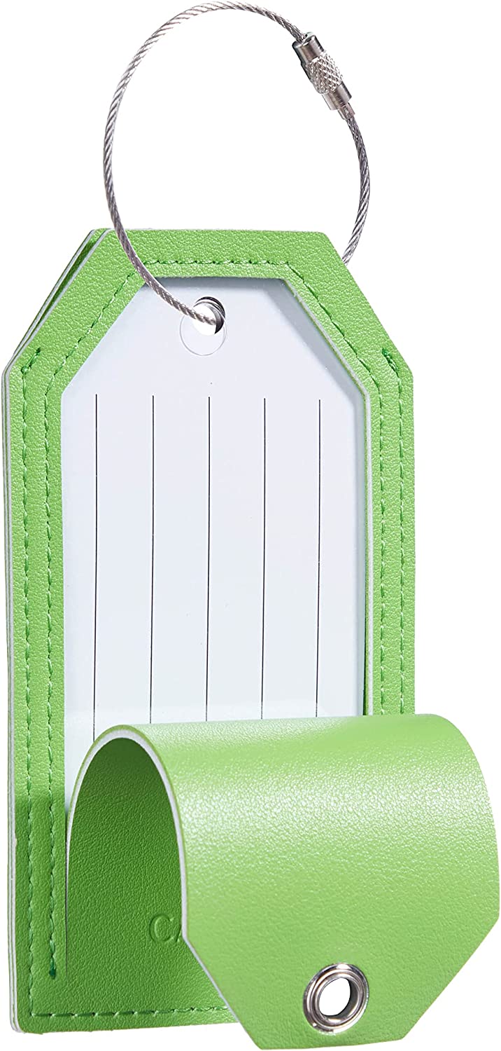 set of 2 luggage tags with privacy cover, (green)