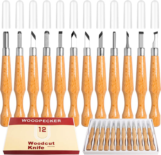 Wood Carving Tools 12 Set, (White)