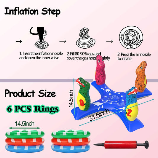Inflatable Rings Pool Toy (Dinosaurs, 6 Rings)