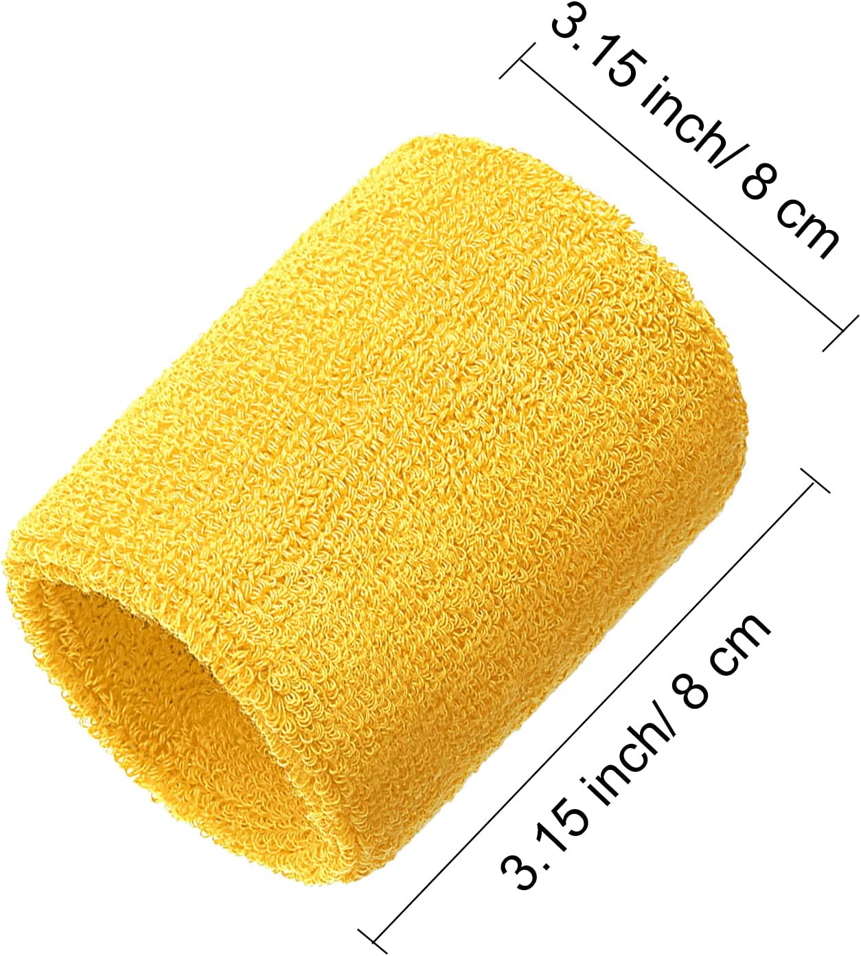 Pack of 6 exercise wrist wraps, color: yellow