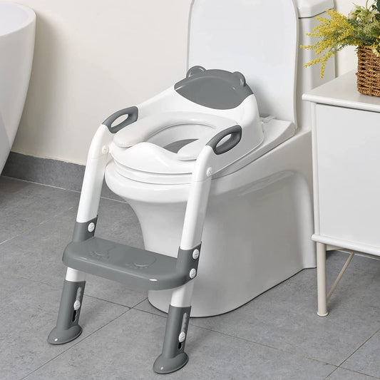 Training seat with stool ladder, non-slip, (grey)