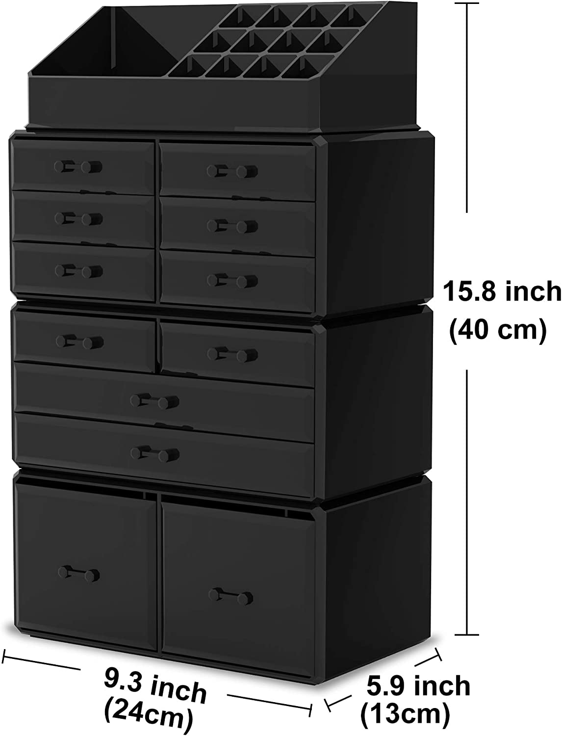 12 Drawer Makeup Cosmetic Organizer (Black)