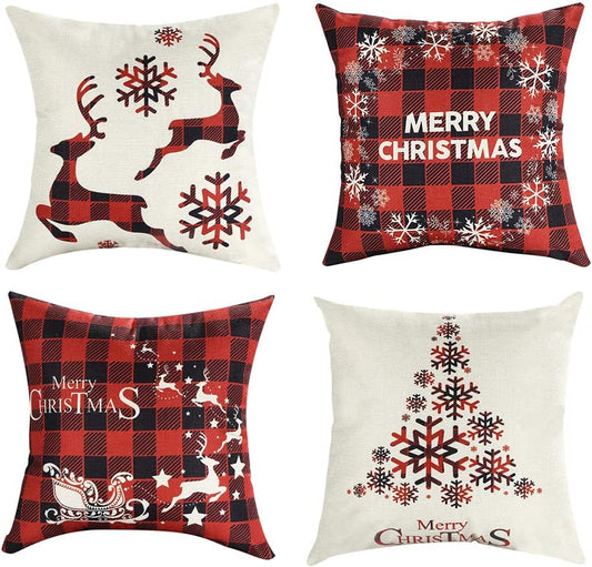 4 Christmas pillowcases, 18x18