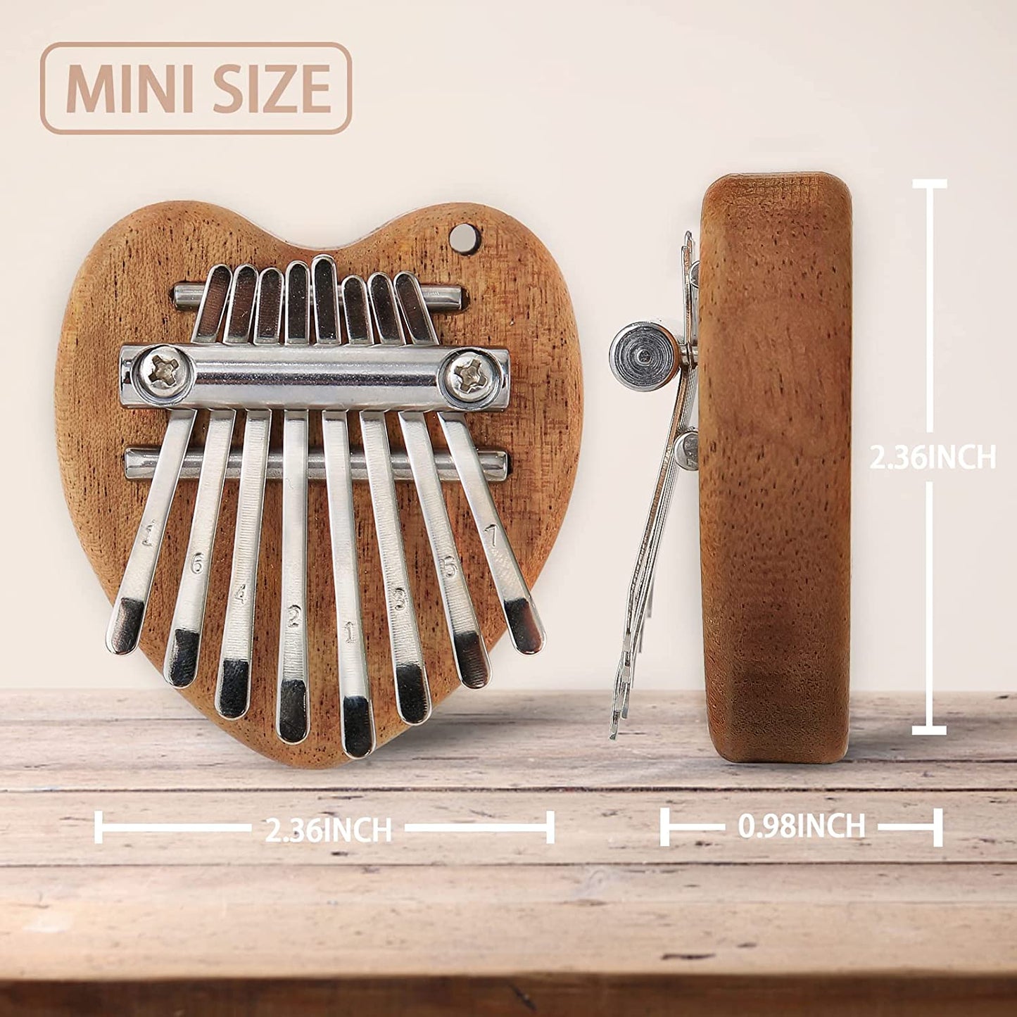 Mini Kalimba Thumb Piano 8 Keys, Portable Solid Wood Finger Piano