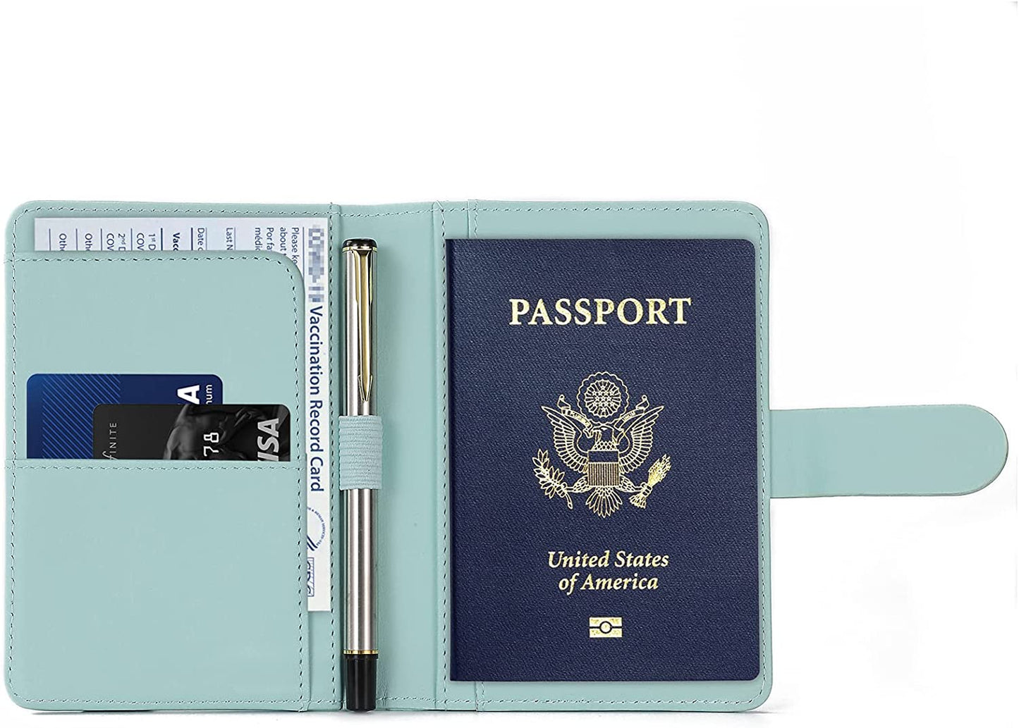 Passport cover with Card Slots for travel,  Aqua green