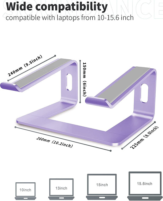 Laptop stand, metal, 10 to 15.6 inches, J-  Purple