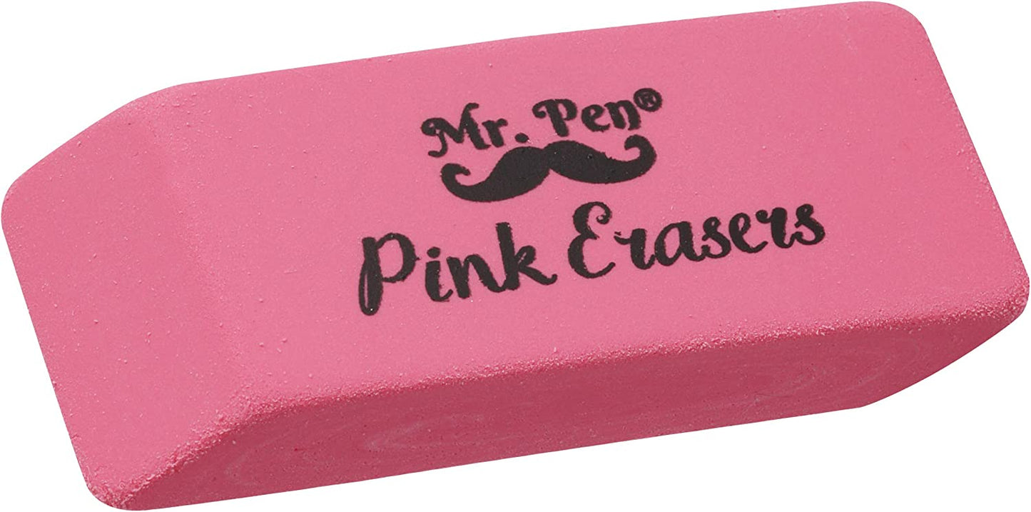 Pink Pencil Erasers, Large, Pack of 12