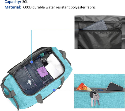 Water Resistant Sports Gym bag with Shoe Compartment, Blue