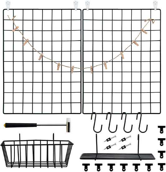 2 Pack Office Wall Grid Wire Panels 12.2" x 16.5"