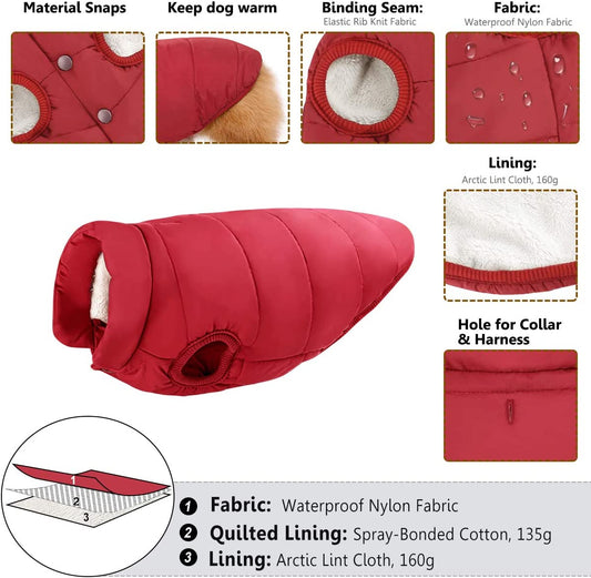 Wind.Winter Coat for Dogs, (XS, Red)