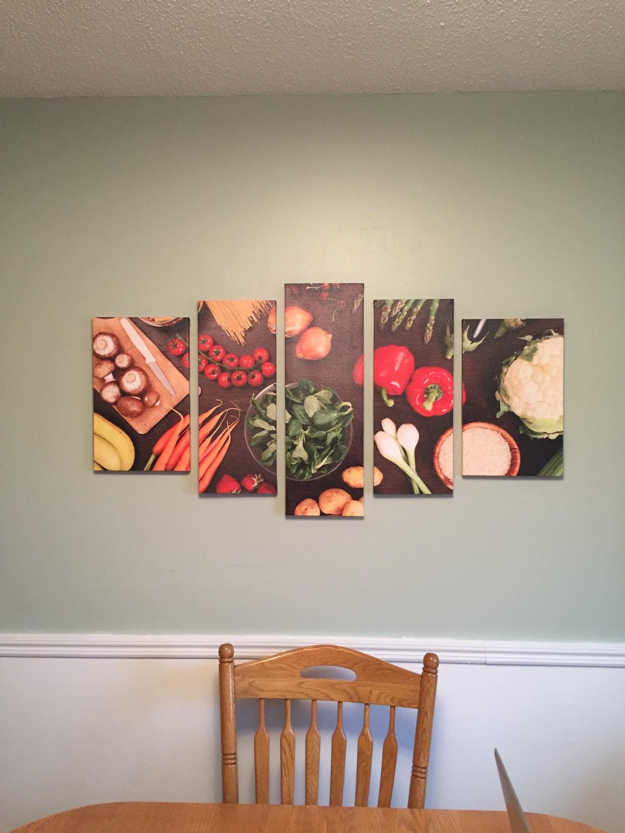 Painting of pictures printed on canvas, fruits, 5 panels