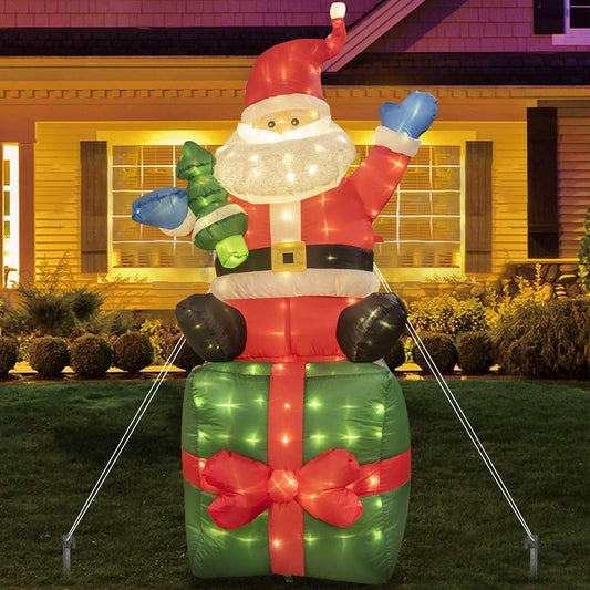 6ft lighted christmas inflatable santa claus with gift box