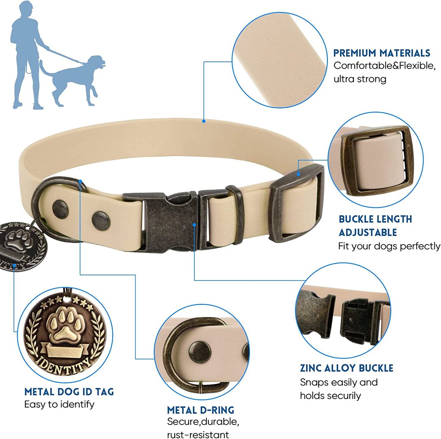 Pet Collar and Leash Combo Set, Size l, Sand