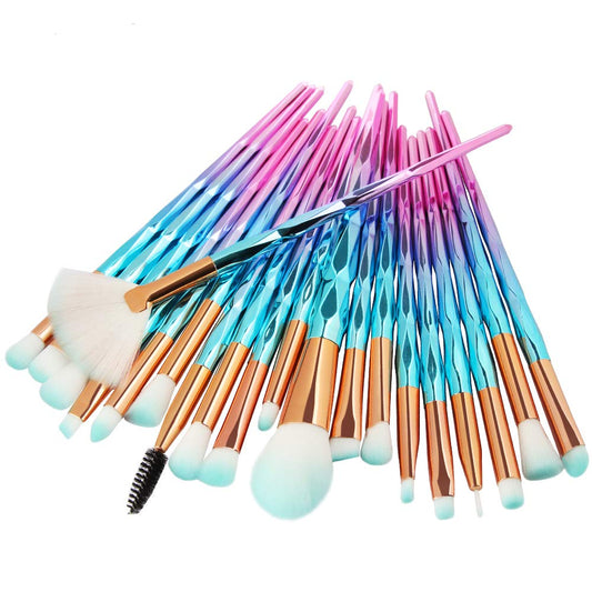 20 Pack Powder Makeup Brushes with Sponge, (Blue-Pink)