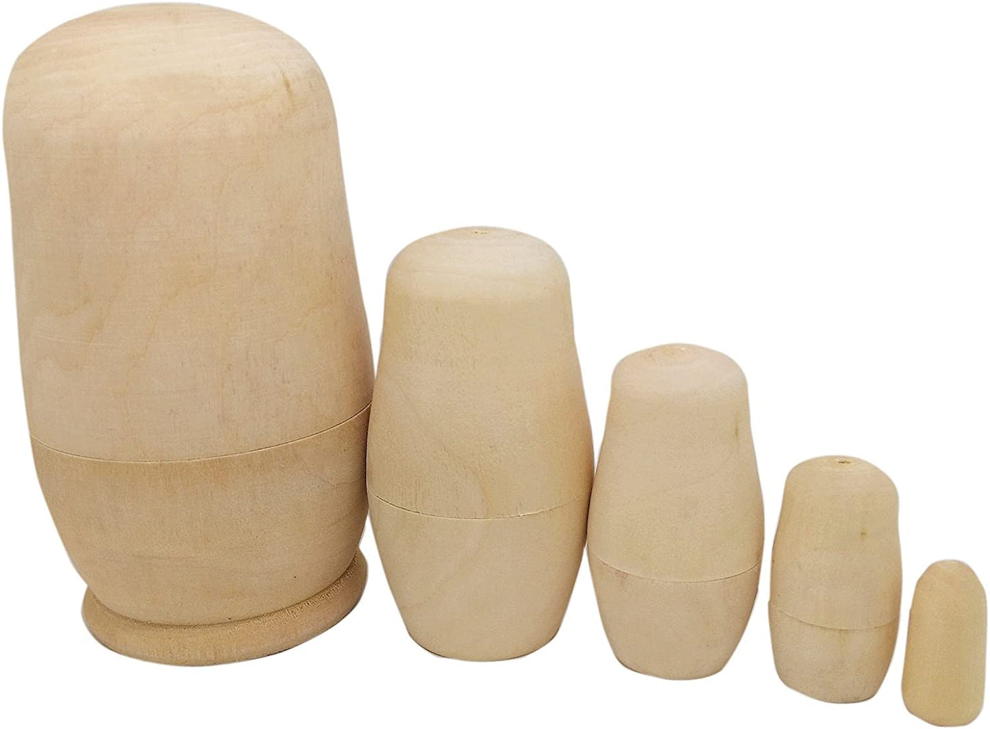 5pcs, Unpainted Russian Nesting Doll, 5inch