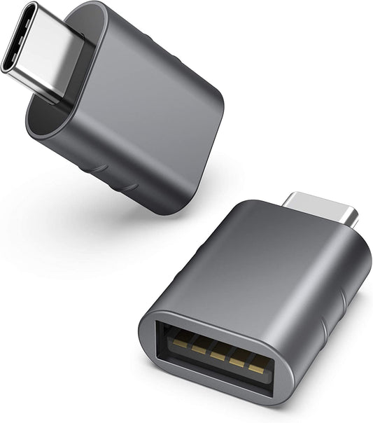 2-Pack USB C Male to USB3 Female Adapter, Space Grey