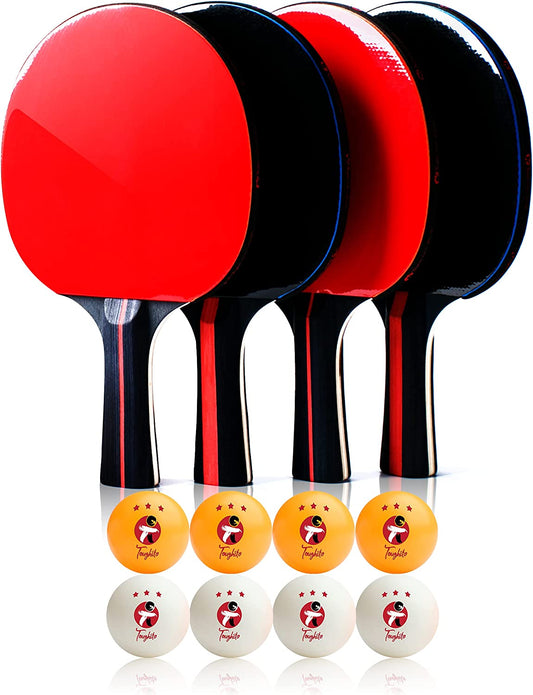 Professional ping pong paddle set, 4 pcs, 11.26 x 11.22 x 2.76