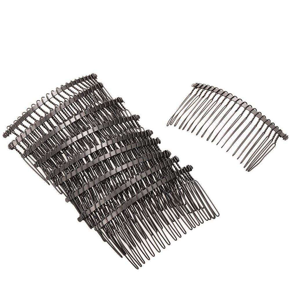 10pcs 20 teeth fancy metal hair clip (black)