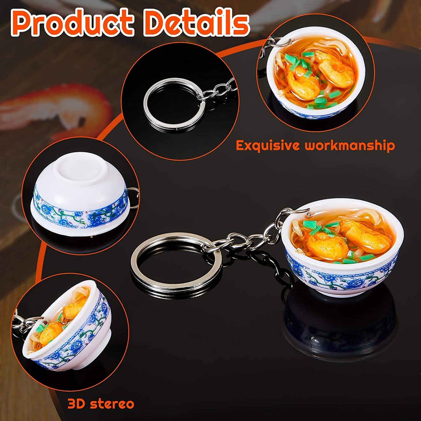 10 pieces mini food keychain, (warm style)