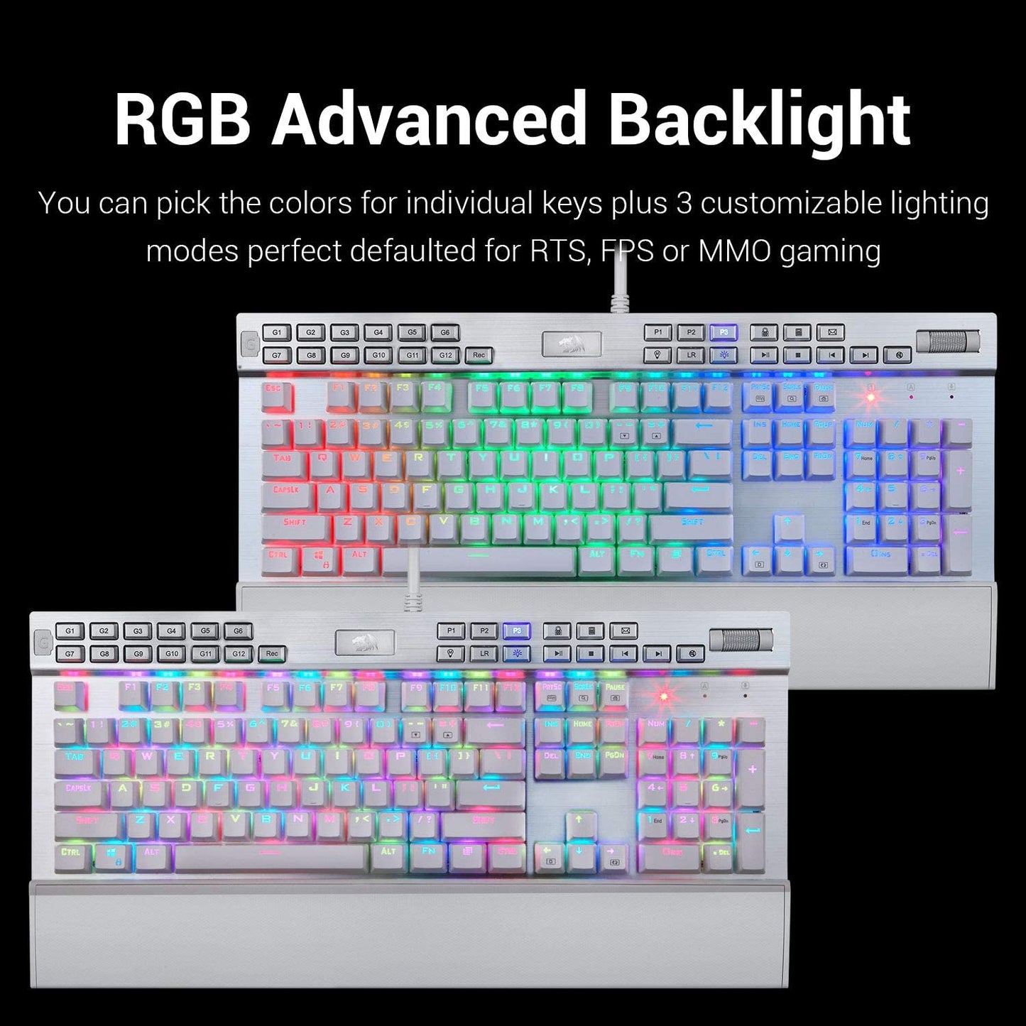 Mechanical Gaming Keyboard, RGB LED Backlight with Brown Switches