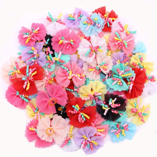 20 pieces, 10 pairs of pet hair bows, mixed colors