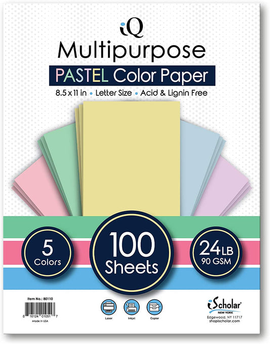 Multipurpose Pastel Copy Paper, 8.5 x 11 Inches, 100 Sheets