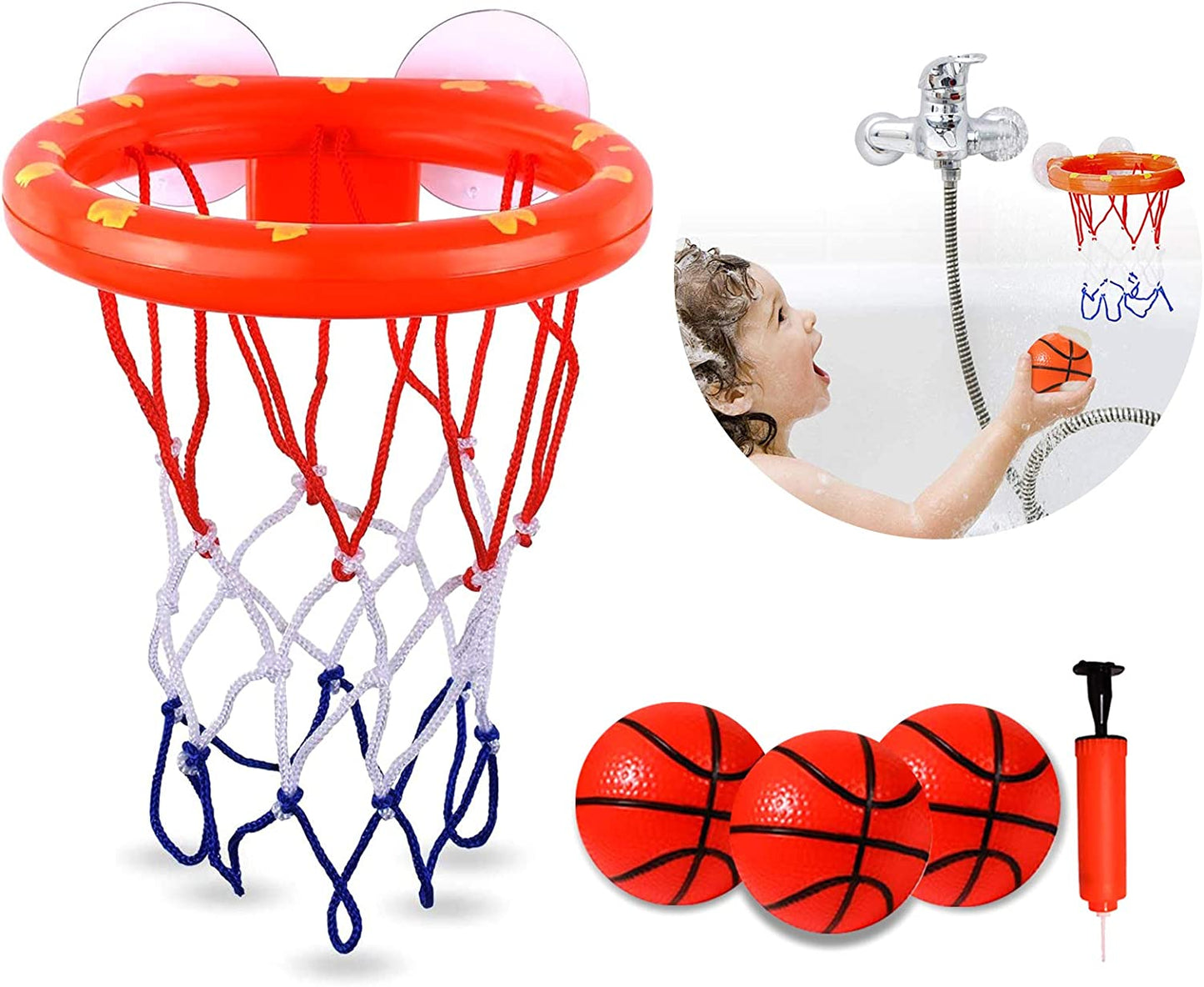 Kids Bath Toy Basketball Hoop with 3 Balls and Suction Cup