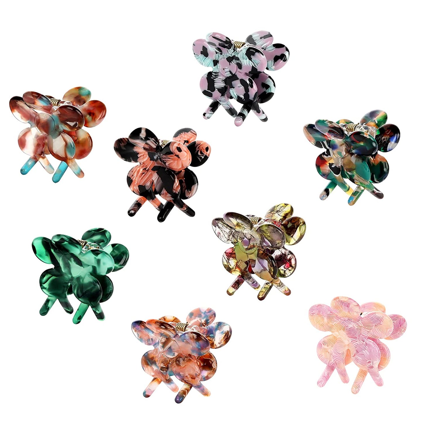 1.26 inch mini flower hair clips 8 pcs