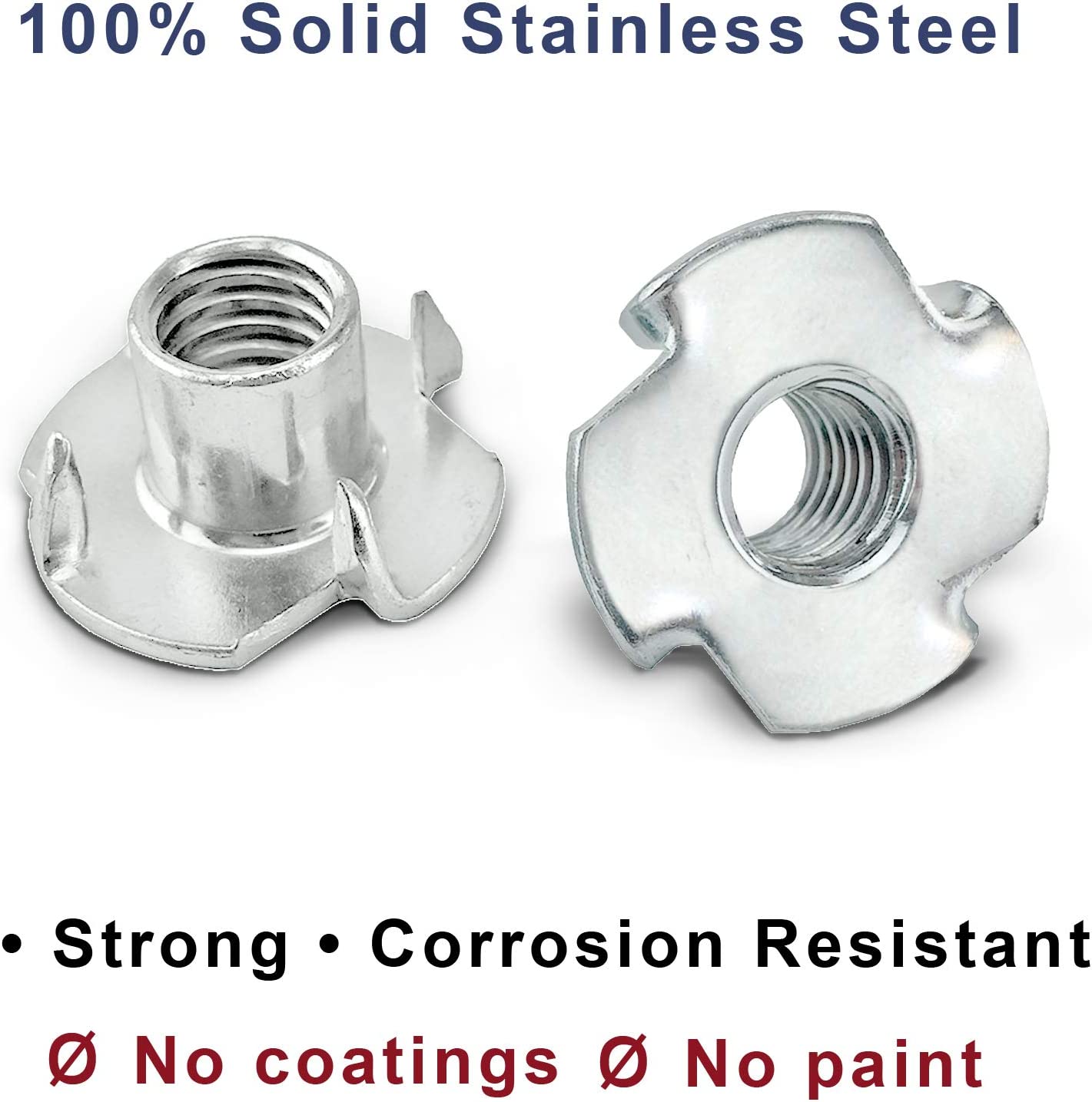 Stainless Steel T-Nuts, 1/4"-20 Inch