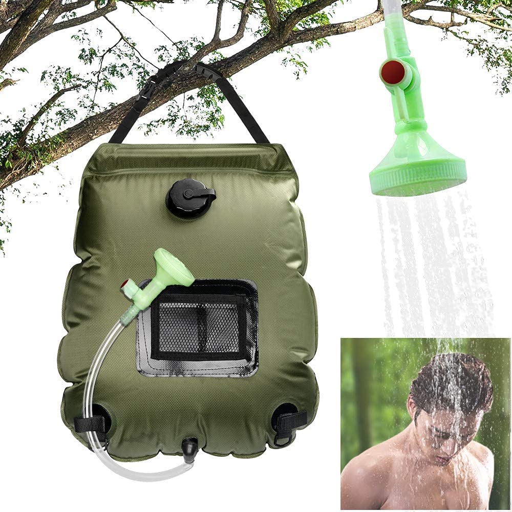 20L Camping Shower Bag with Removable Hose (Green)