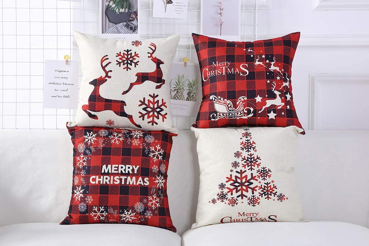 4 Christmas pillowcases, 18x18