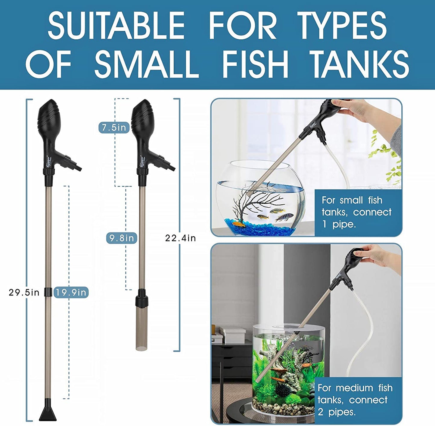 Manual gravel vacuum for aquarium, (S)