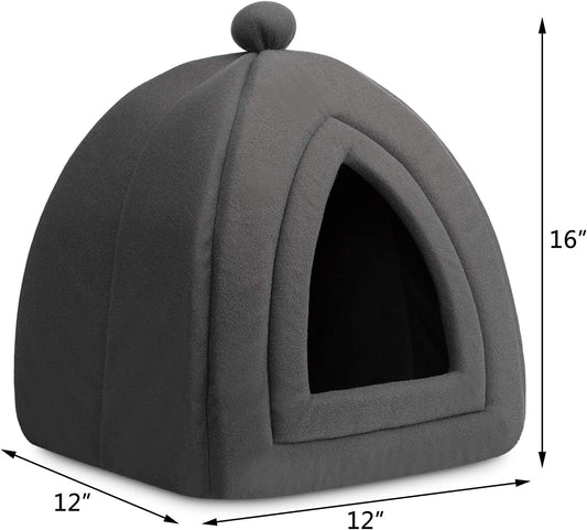 2-in-1 Triangular Folding Pet Bed (Dark Grey)