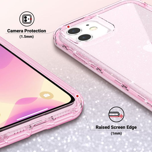 iPhone 11 Case 6.1 Inch Clear Glitter Pink