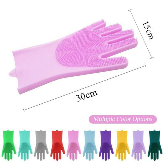 1 pair of silicone dishwashing gloves, Random Color