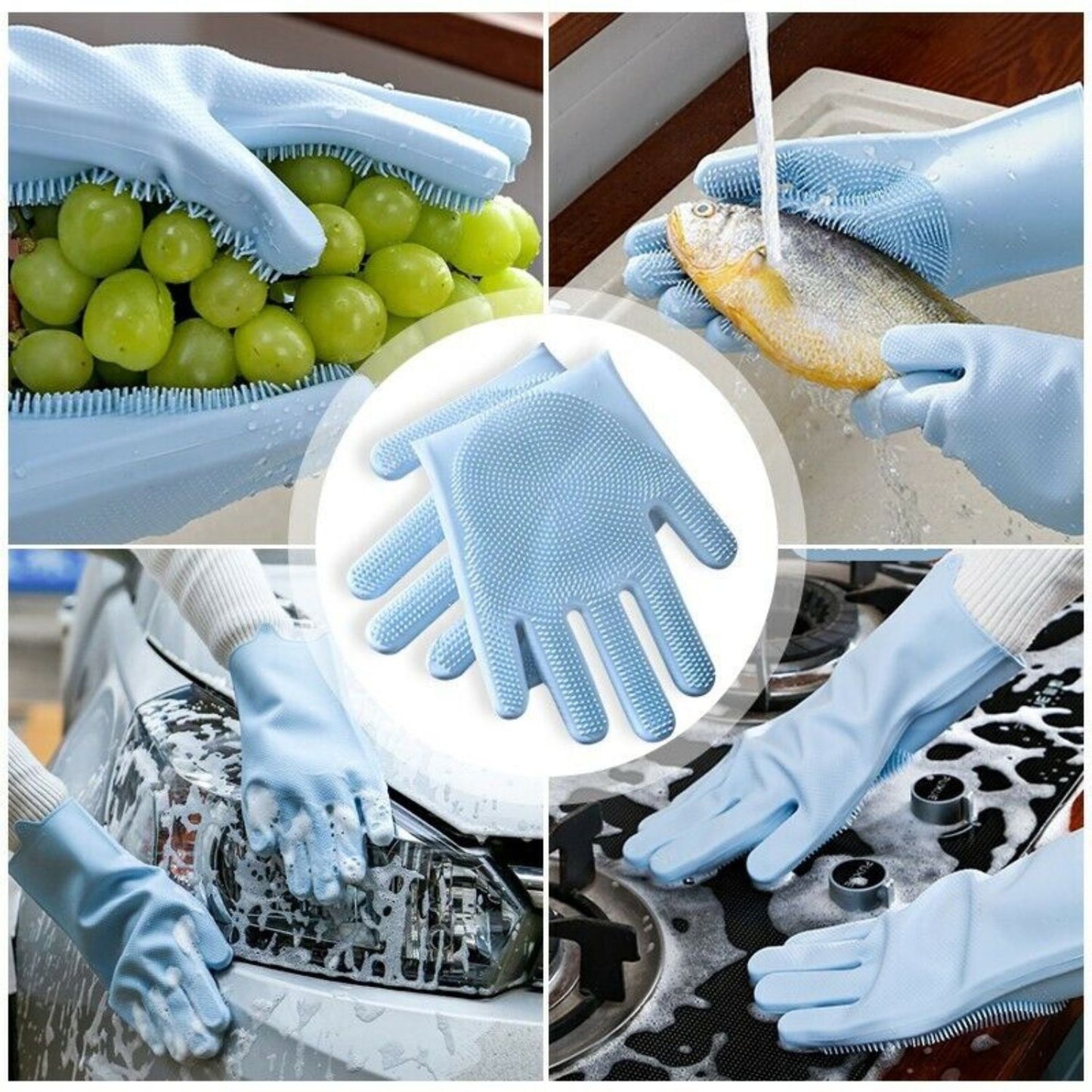 1 pair of silicone dishwashing gloves, Random Color