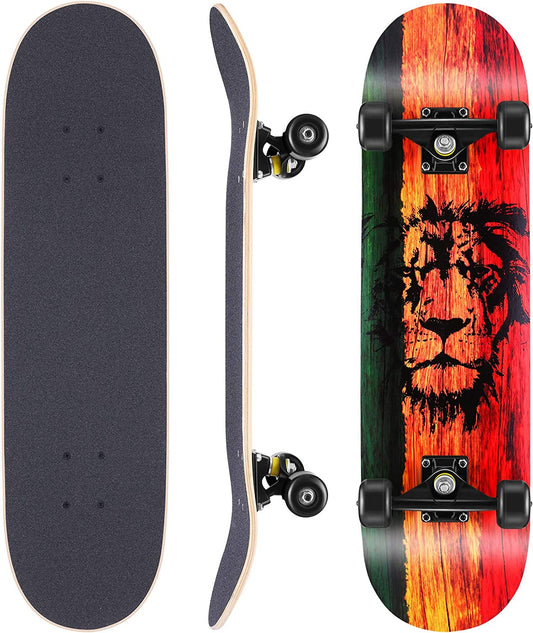 31" x 8" 7 Ply Canadian Maple Skateboards Color: Mighty Lion