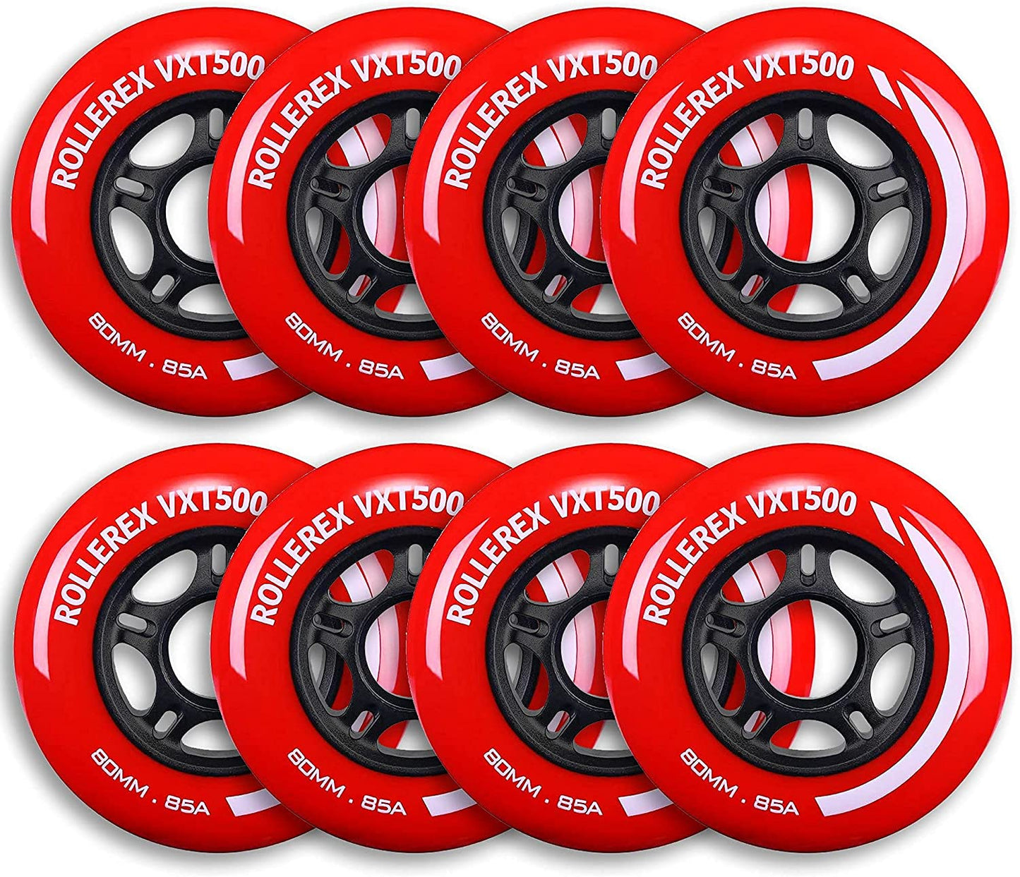 Pack of 8 Inline Skate Wheels, Color: Rocket Red